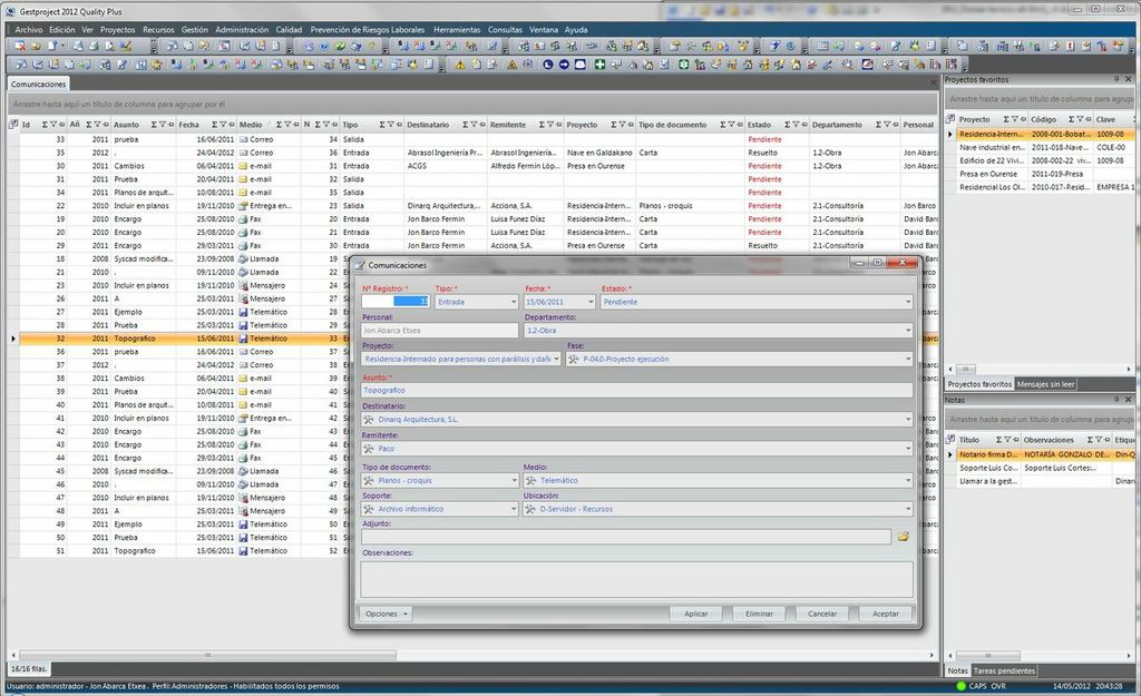 Captura de Gestproject - estándar de gestión de las oficinas técnicas. Software para organización, gestión, control y calidad.
